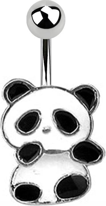Actual product image Star Piercing Banana silver with pendant panda bear (Surgical steel 316L, without brass)