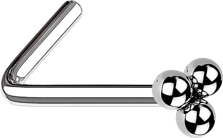 Produktbild Star Piercing Nasenstecker gewinkelt silber drei Kugeln (ohne Messing, Chirurgenstahl 316L)
