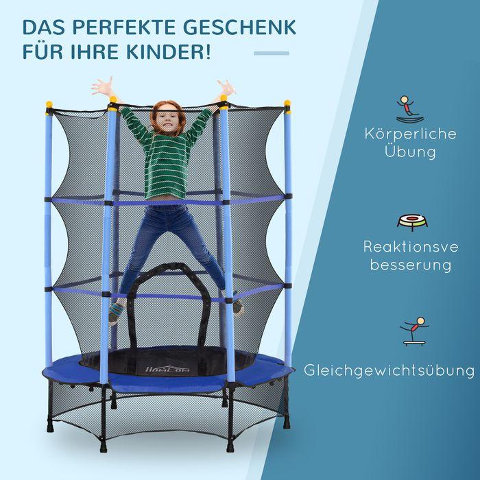 Actual product image Swisshandel24 Kinder Trampolin Ø140 cm, Trampolin für Kinder 3-10 Jahre, Gartentrampolin, blau (140 cm)
