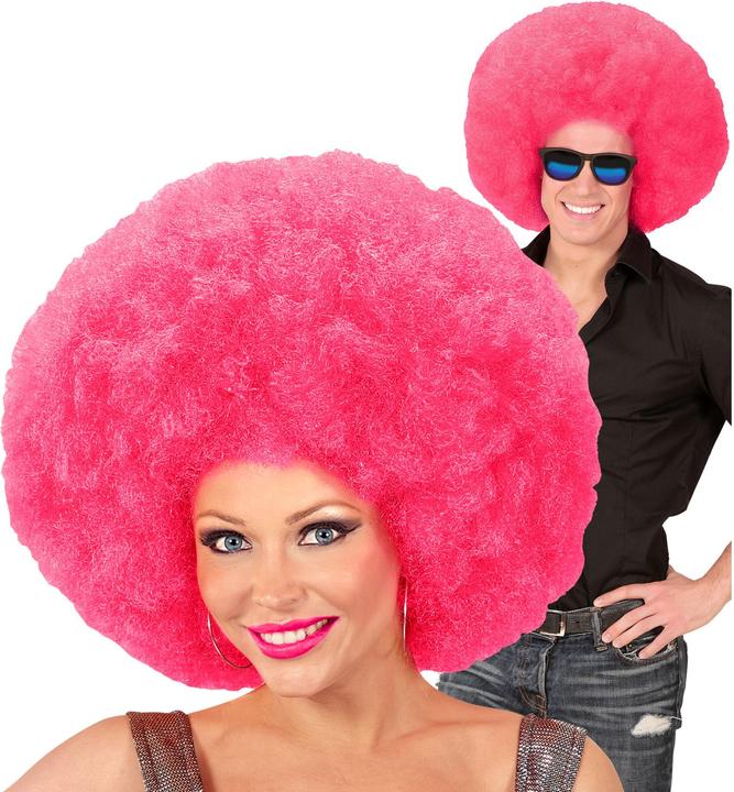 Actual product image Widmann Fuzzy wig pink - costume wig for carnival