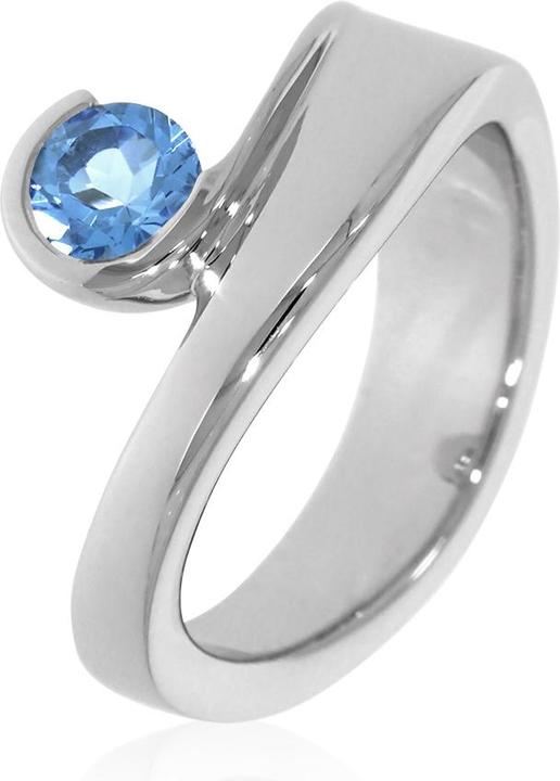 Xen Ring mit 5 mm Blautopas ca. 0,54 ct. rhodiniert (52, 925 Silber)