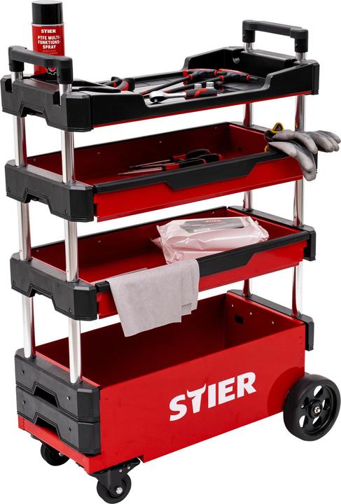 Actual product image Stier Folding assembly trolley 80kg load capacity LxWxH 700x380x535/950mm