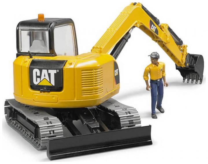 Actual product image Bruder Cat mini excavator with construction worker