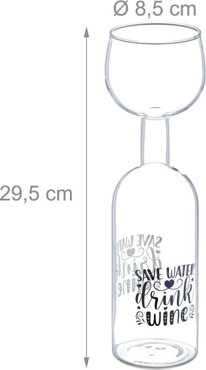 Immagine prodotto Relaxdays Bottiglia di vino (75 cl, 1 Occhiali, Bicchieri da vino rosso)