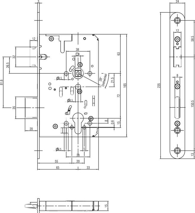 Image du produit BKS Serrure anti-panique à encastrer 2320 (Cylindre profilé)