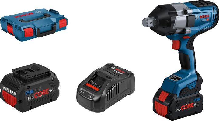 Bosch Professional Akku-Drehschlagschrauber GDS 18V-1050 H, 2 Akku ProCORE18V 5.5Ah, Ladg., L-BOXX (Akkubetrieb)