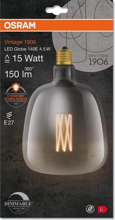 Actual product image Osram Vintage 1906 Led Big Special Shapes (E27, 4.50 W, 150 lm, 1 x, G)