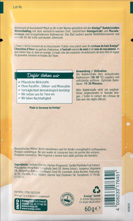 Nutritional values and ingredients Kneipp Cristaux de bain Chouchou d'hiver (100 ml, Bubble bath)
