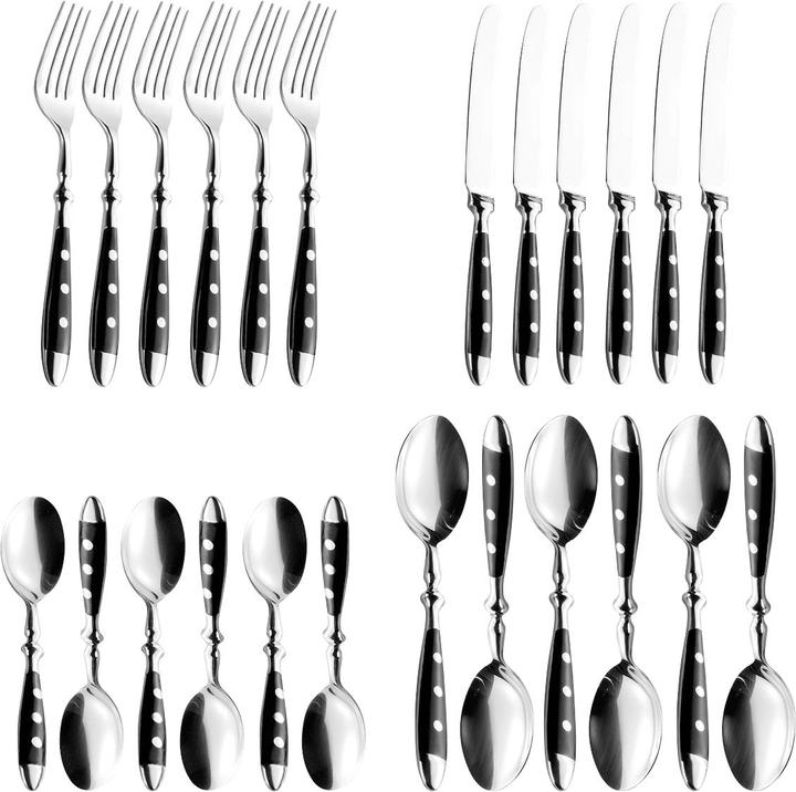 Produktbild Esmeyer Besteck-Set Nostalgie aus Edelstahl 18/0 poliert 24-teilig, Silber/schwarz, im Geschenkkar (24 Stück, Besteck Set)