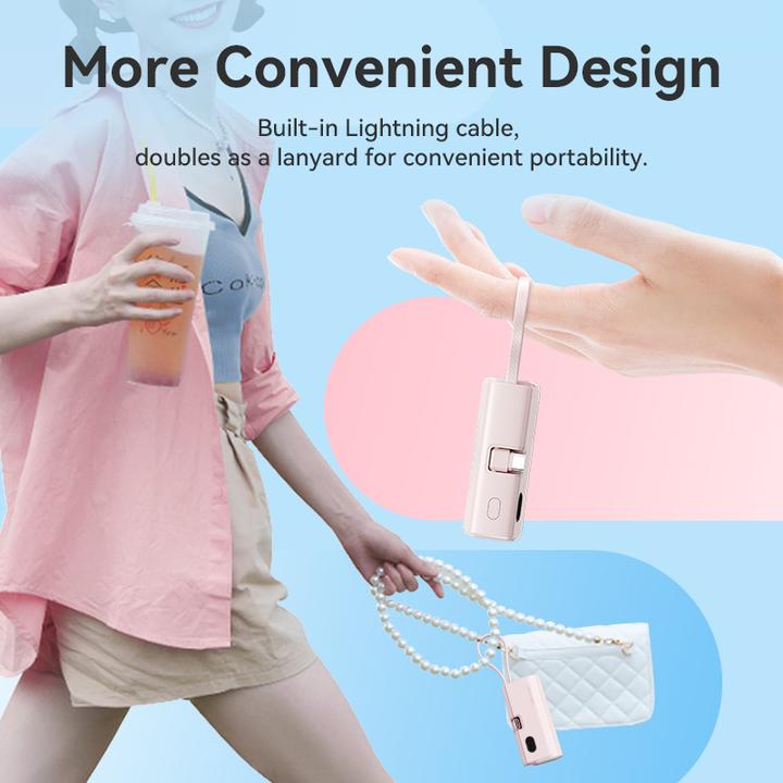 Actual product image Vention LED Display 4800mAh Power Bank (USB-C + Lightning + USB-C) 22.5W Blue Foldable USB-C Type (4800 mAh, 22.50 W, 22.50 Wh)