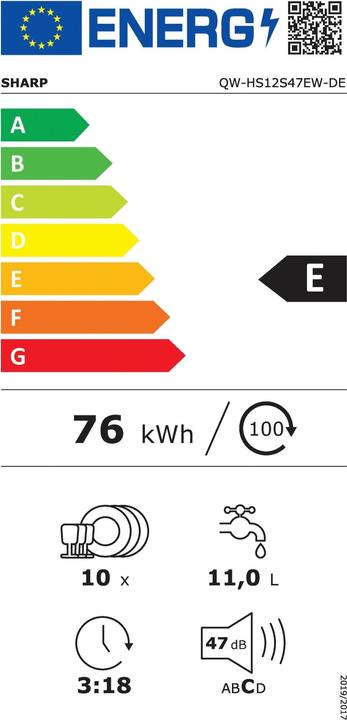 Energie-Label Sharp Shar GeschSp.QW-HS12S47EW-DE E sr