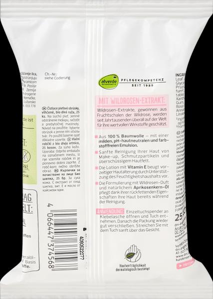Actual product image dm alverde Organic Wild Rose Cleansing Wipes (Cleaning cloths)
