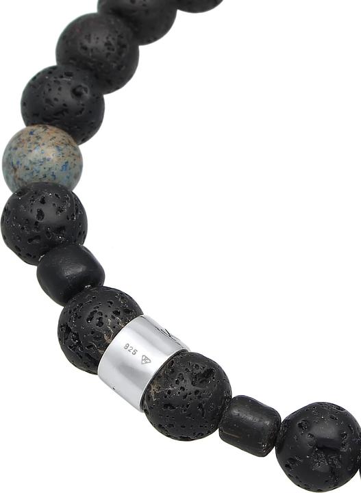 Produktbild Kuzzoi Armband Herren Lava Achat Edelstein Bead 925 Silber (21 cm, Achat, Glas, Lava, 925er Sterling Silber, Plastik)