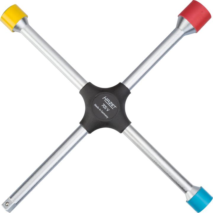 HAZET Four-way rim wrench 705V ∙ Outside hexagon profile ∙ 17 x 19 x 21 x Outside square 12.5 = 1/2…