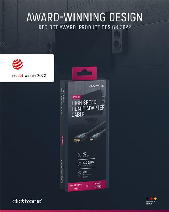 Productafbeelding clicktronic micro HDMI (Type D) - HDMI (Type A) (2 m, HDMI)