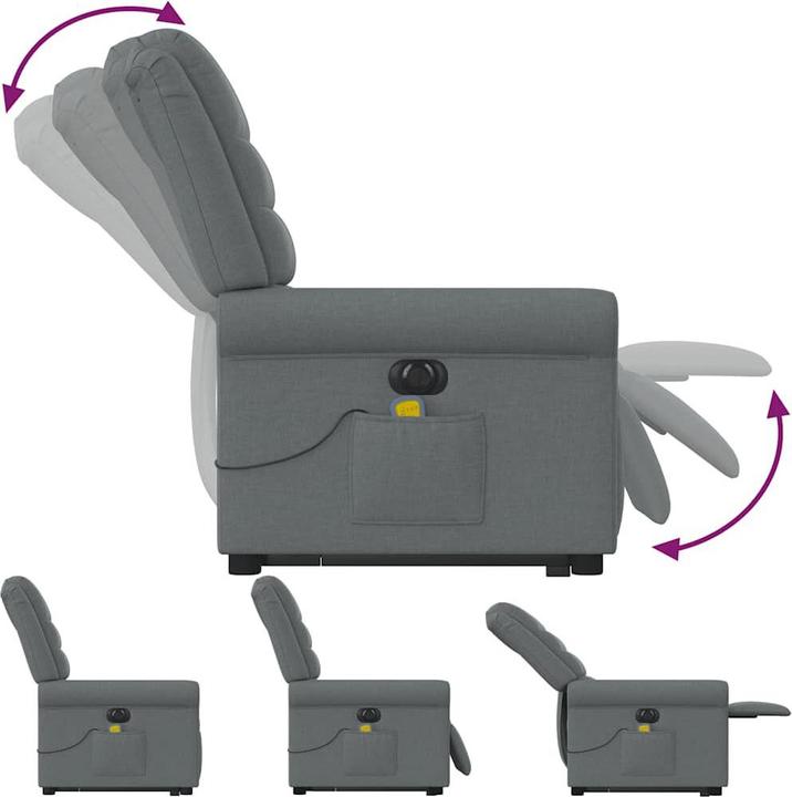 Immagine prodotto VidaXL Poltrona massaggiante elettrica con ausilio per la posizione eretta in tessuto grigio scuro
