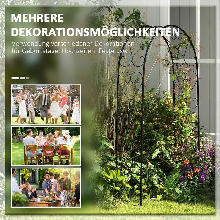 Produktbild Swisshandel24 Rosenbogen Torbogen, Stahl 125x37x230 cm Gartenbogen für Kletterpflanzen Schwarz (125 cm, 37 cm)