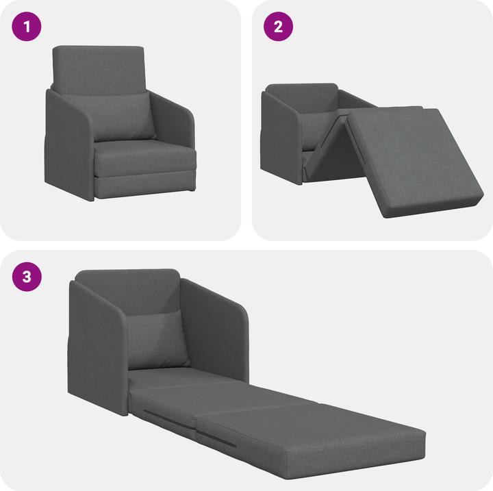 Immagine prodotto VidaXL Divano letto a terra 2 in 1 grigio scuro 65x80x83 cm in tessuto (2 posti)