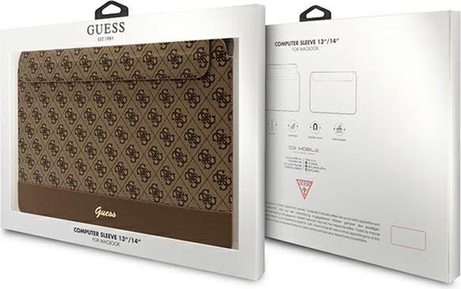 Actual product image Guess bag for laptop 14" GUCS14PS4SGW brown Comp Sleeve U 4G Stripe Metal Logo (14")