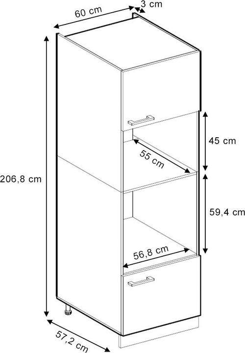 Produktbild Vicco Mikrowellenschrank R-Line (60 x 57.5 x 207 cm)