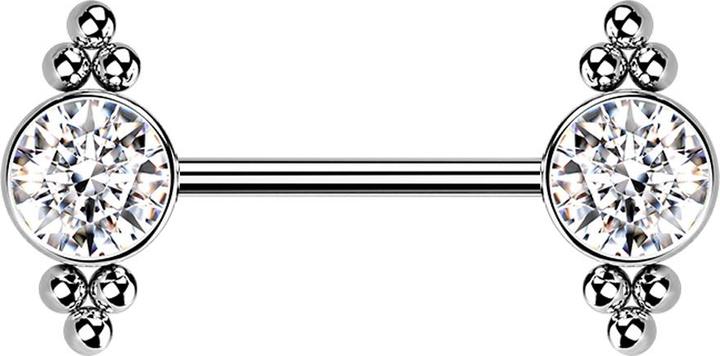 Actual product image Star Piercing Threadless Barbell silber Kugeln mit Kristall silber (without brass, Surgical steel 316L)