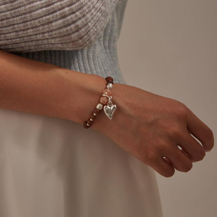 Immagine prodotto Andreani Bracciale con ciondolo a forma di cuore in vera avventurina viola (8 cm)