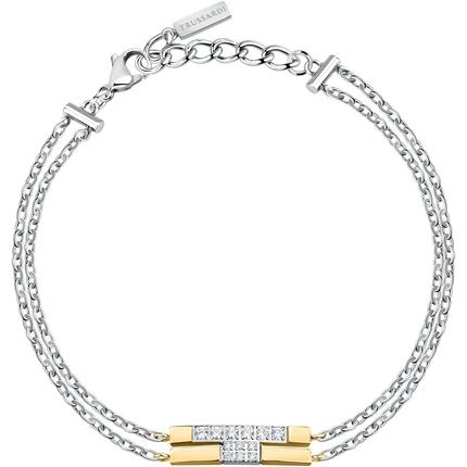 Produktbild Trussardi Double Steel Bicolor Bracelet with Zirconia T-Logo TJAXC27