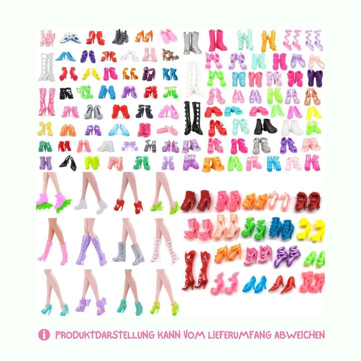 Produktbild Hermex 40 Paar Schuhe Stiefel Sandalen für Barbie Puppen Zubehör Kleidung