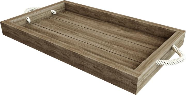 Actual product image En.Casa Sydthy serving tray with rope handle pine wood