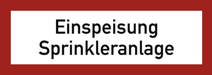 Produktbild Moravia Feuerwehrschild "Einspeisung Sprinkleranlage" Aluminium, 297x105 mm