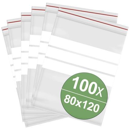 Quadrios Ziplock bag with labelling strip (W x H) 80 mm x 120 mm Transpare