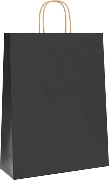 Produktbild VidaXL Kraftpapiertüten 50 Stk. mit Henkel Schwarz 32x12x42 cm Papiertüte (Geschenktüte, 50 x)