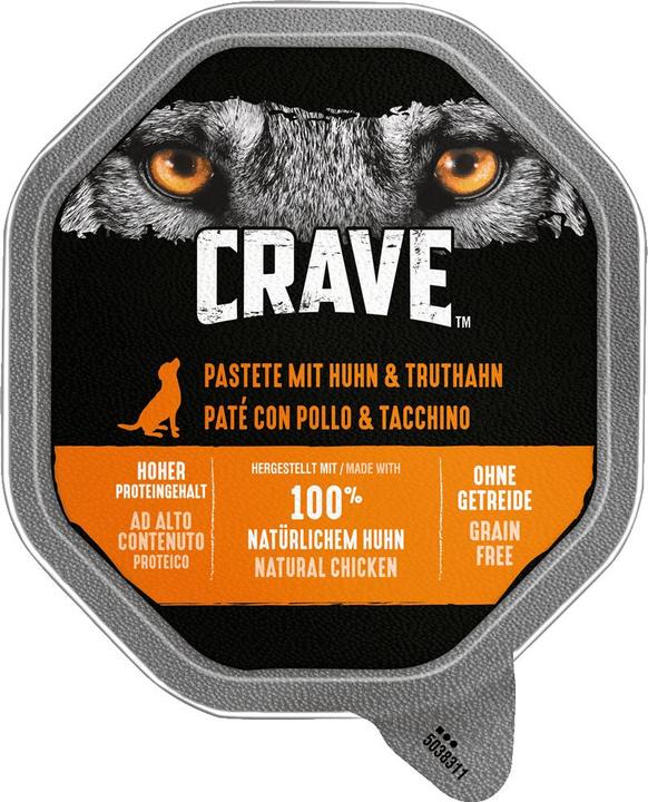 Crave Nourriture pour chiens poulet & dinde barquette 150g (Adulte, 1 pcs, 150 g)