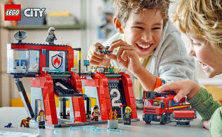Produktbild LEGO Feuerwehrstation mit Drehleiterfahrzeug (60414, LEGO City)