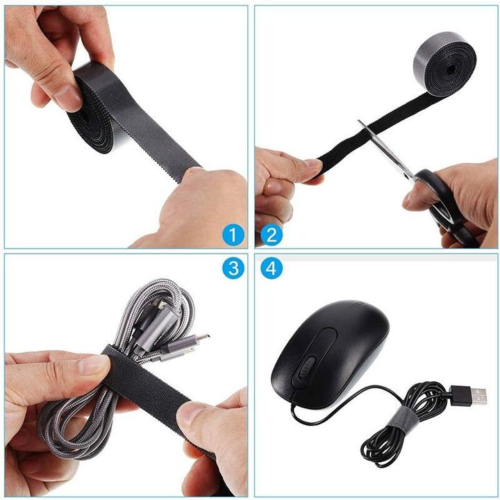 Image du produit Hermex 5m x 10mm Rouleau de bande Velcro Passage de câble Velcro Collier de serrage (500 cm)