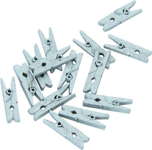 Actual product image Fiesta Mini wooden clothes pegs - silver - 24 pieces