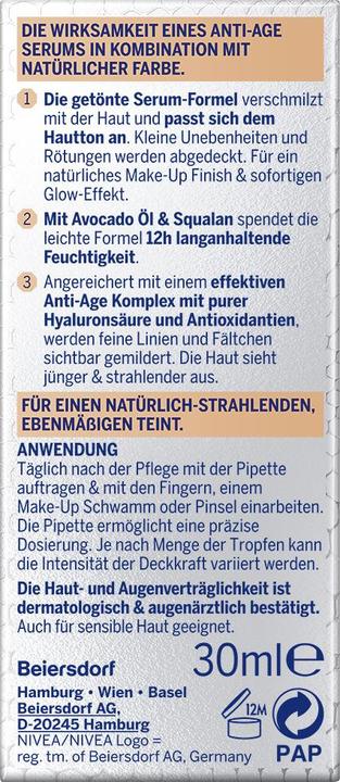 Actual product image NIVEA Hyaluron Cellular Filler 3in1 Serum Foundation Dark (30ml) (03 Dark)