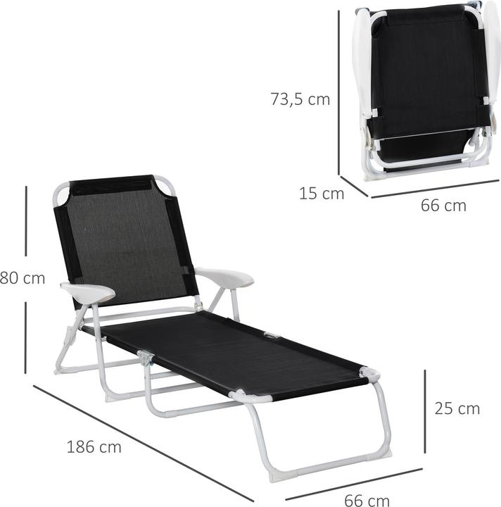 Actual product image Outsunny Sun lounger with adjustable backrest (160 cm)