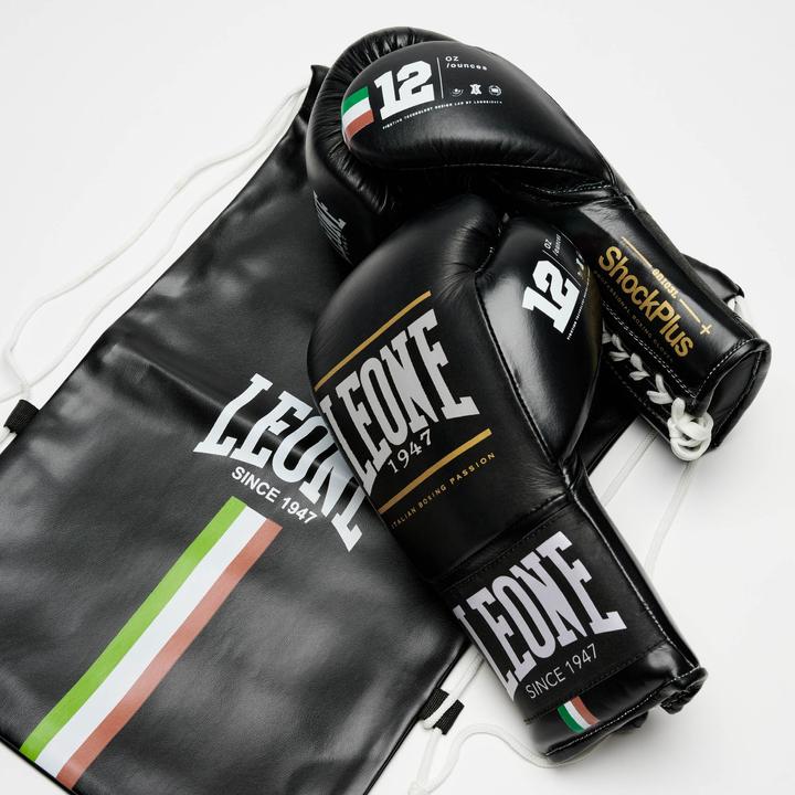 Immagine prodotto Leone Guantoni da boxe Shock Plus GN102L Nero (10 OZ, Taglia unica)