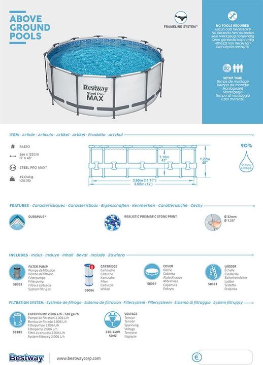 Produktbild Bestway Steel Pro Max Set (Ø 366 x 122 cm)