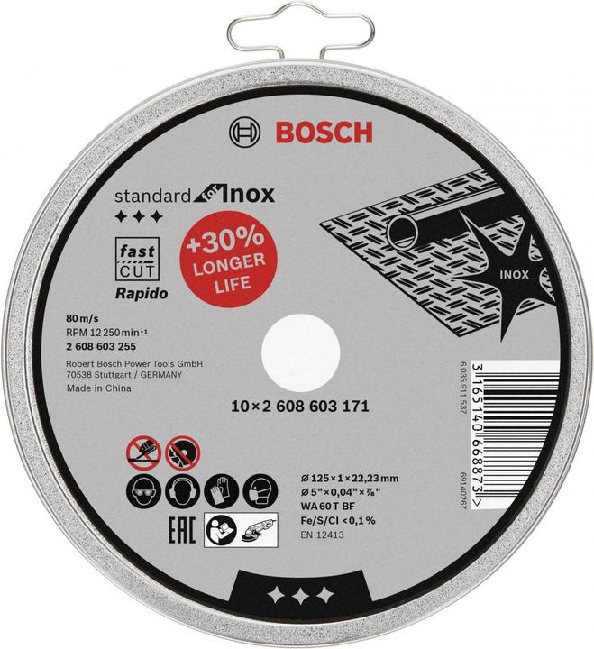 Immagine prodotto Bosch Professional Zubehör Disco da taglio PRO per acciaio inox e metallo, 125 x 1 x 22,23 mm