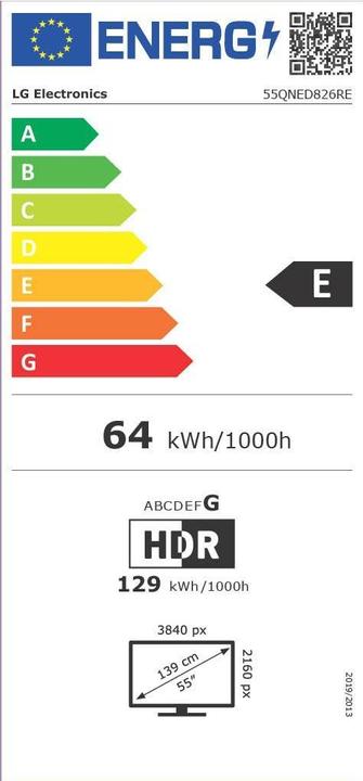 Label énergétique LG 55QNED826RE (55", QNED82, QNED, 4K, 2023)