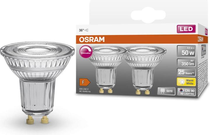 Productafbeelding Osram LED SUPERSTAR PAR16 50 36 4,5 W/2700 K GU10 DIM (GU10, 4.50 W, 350 lm, 2 x, F)