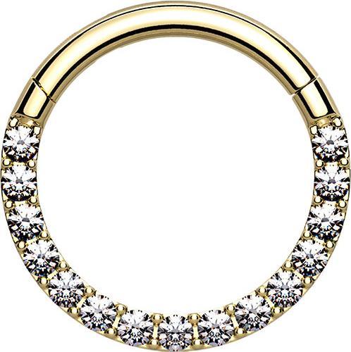 Produktbild Star Piercing Micro Segmentring klappbar vergoldet front Kristalle silber (Chirurgenstahl 316L, ohne Messing)