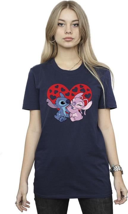 Actual product image Disney Womens/Ladies Lilo & Stitch Hearts Cotton Boyfriend T-Shirt (S)