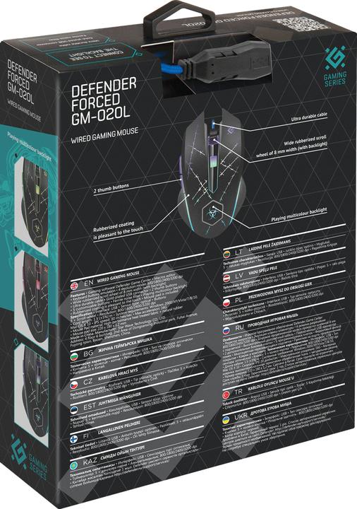 Produktbild Defender Forced GM-020L Maus Beidhändig USB Typ-A Optisch 3200 DPI (Kabelgebunden)