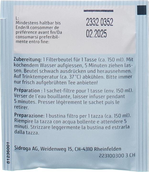 Nährwerte und Zutaten Sidroga Kinder-Gute-Nacht-Tee (20 g)