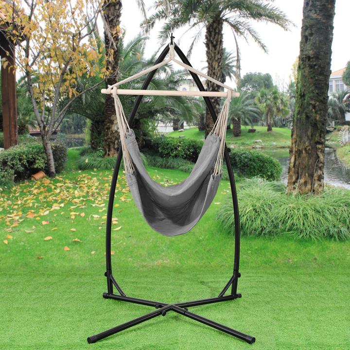 Produktbild Casa.Pro XXL Hängesessel Diseröd mit Gestell 110x205 cm Grau (130 kg)