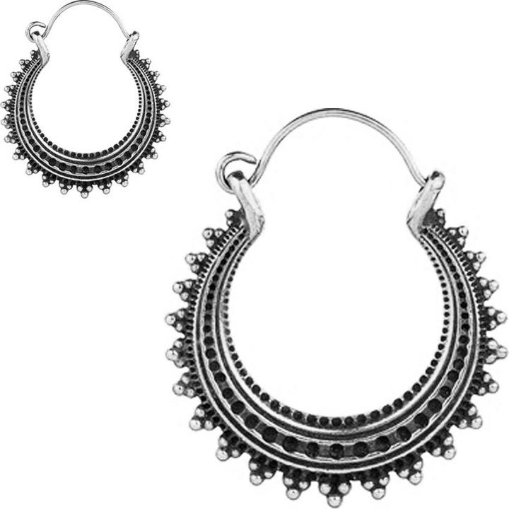 Produktbild Star Piercing Ohrring silber Creole mit Punkten (Messing)