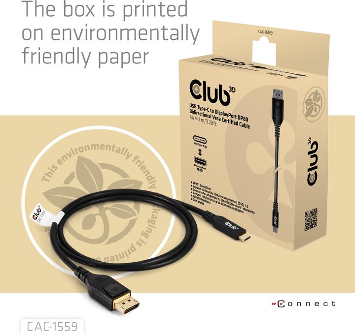 Immagine prodotto Club 3D USB Tipo C - DisplayPort (1 m, USB tipo C, DisplayPort)